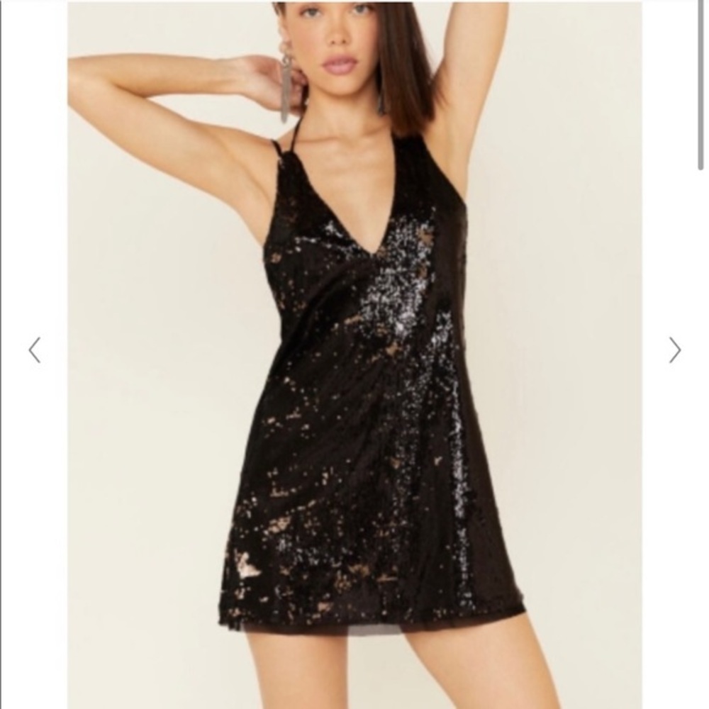 39 NWT FP black and bronze slip dress